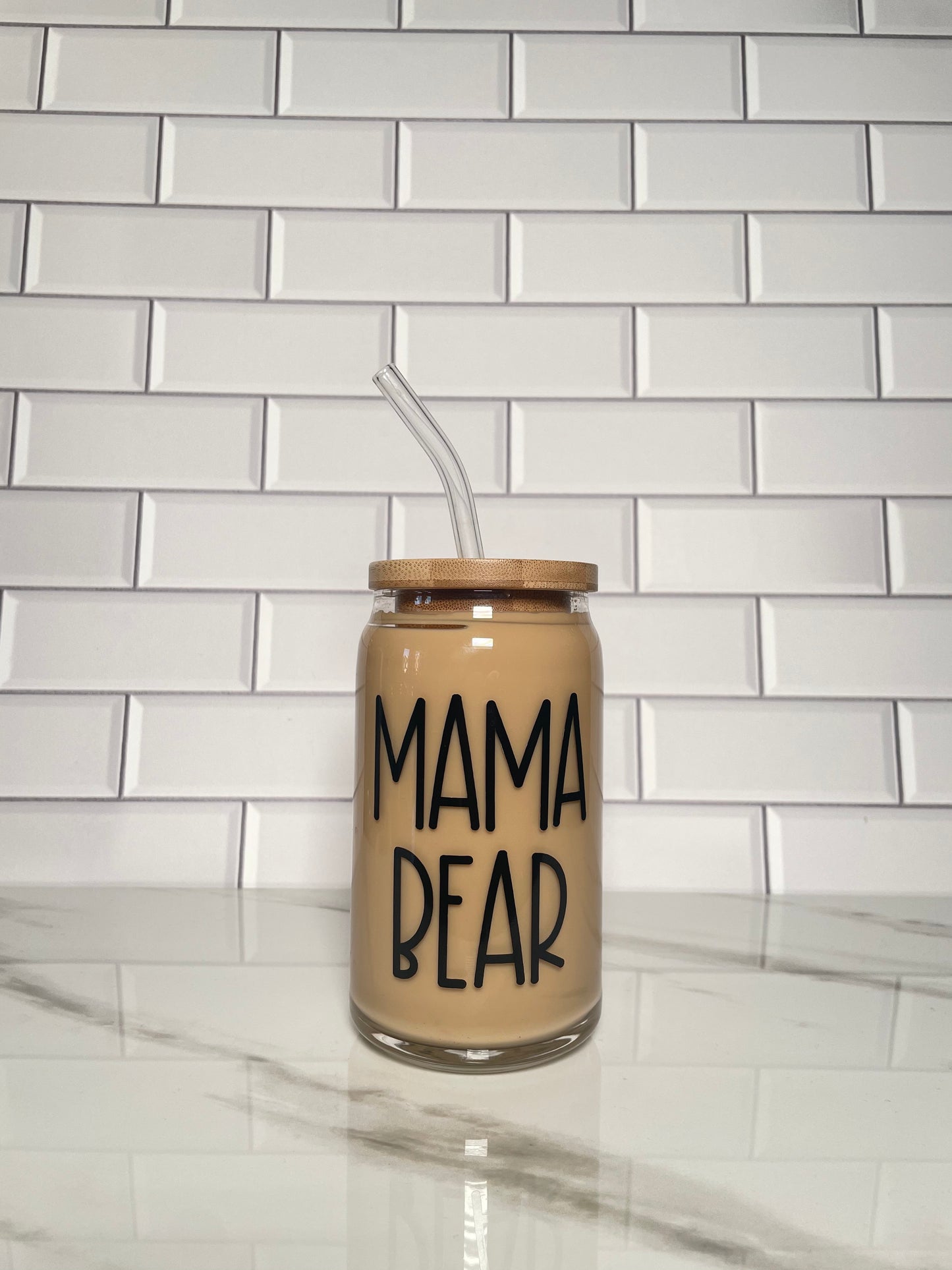 Mama Bear Glass Can