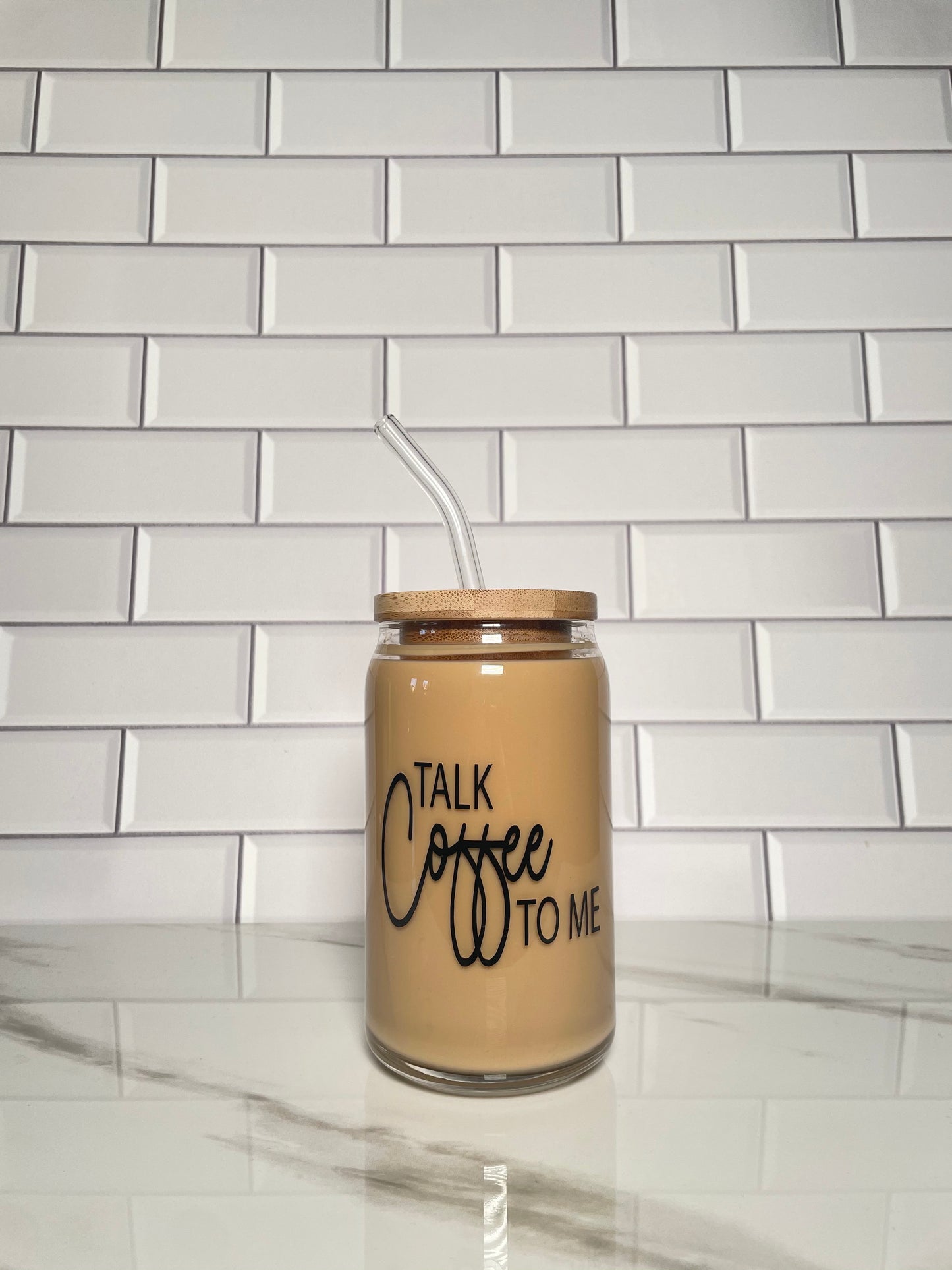 Talk Coffee To Me Glass Can